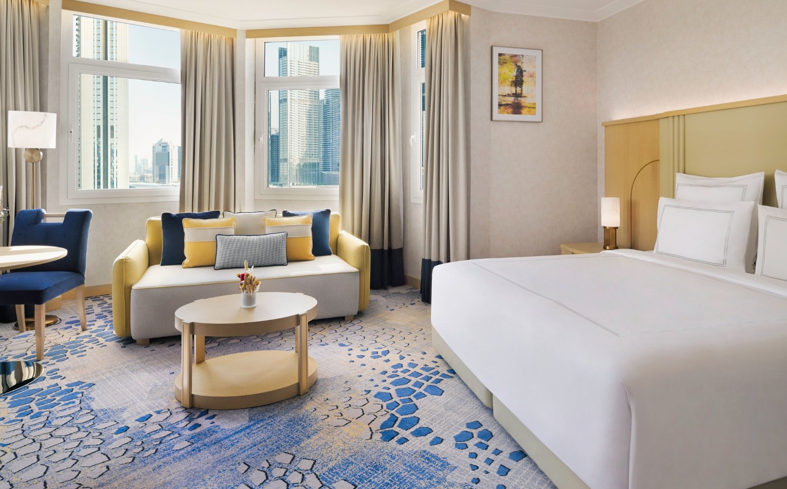 Suite living area at Swissotel Al Murooj